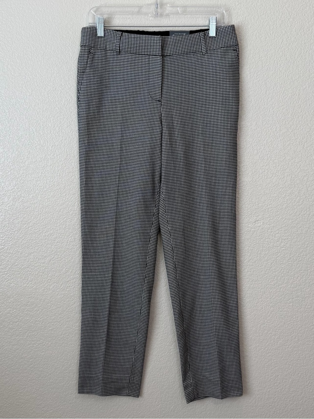 NWT Talbots Black White Houndstooth Hampshire Ankle Pants, Size 4